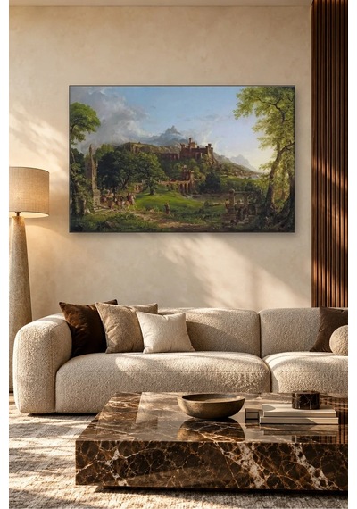 Fida Thomas Cole Şatodan Yola Çıkan Atlılar Canvas Tablo Çok Renkli