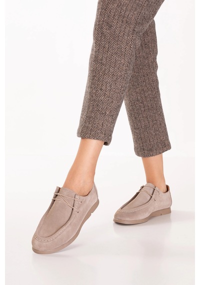 Gondol Kadın Hakiki Deri Moccasin Golf Model Kadın Ayakkabı Hl.33401 Vizon Süet
