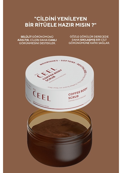 The Ceel Selülit Karşıtı, Sıkılaştırıcı Etkili, Batık Gidermeye Yardımcı Kahve Özlü Vücut Peelingi 275 Gr