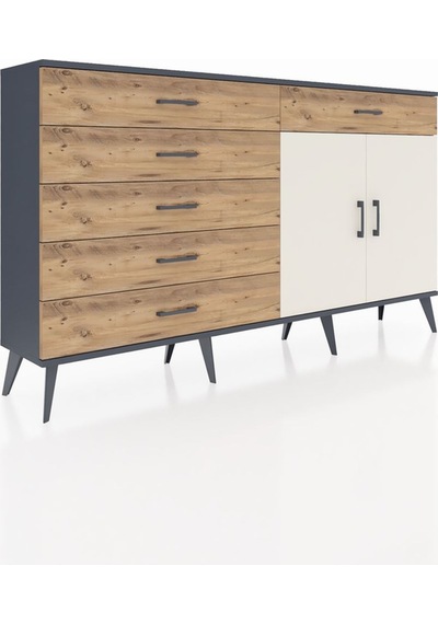 Arges Konsol Tek Raflı 6 Çekmeceli 2 Kapaklı 176x30x99 Antrasit-a Antrasit-aytaşı/çam Arges Konsol Tek Raflı 6 Çekmeceli 2 Kapaklı 176x30x99 Antrasit-a Antrasit-aytaşı/çam