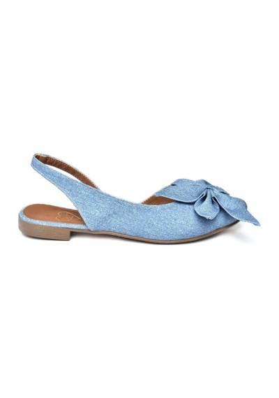 Fox Shoes H726809004 Mavi Kot Kumaş Kadın Babet Mavi