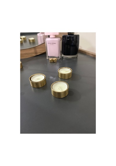 El Yapımı Som Pirinç Tealight Mumluk 2 Adet Gold