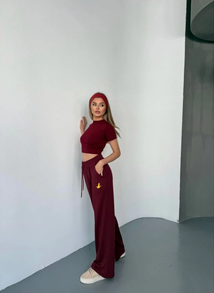 Balmior Osy Modal Yumuşak Dokulu Kumaş Nakış Işlemeli Rahat Bol Paça Eşofman Pantalon - Bordo Bordo Balmior Osy Modal Yumuşak Dokulu Kumaş Nakış Işlemeli Rahat Bol Paça Eşofman Pantalon - Bordo Bordo