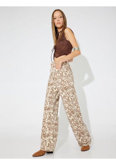 Koton Koton X Zeynep Bastık - Yılan Derisi Desenli Pantolon Düz Uzun Paça - Longer Straight Jeans Bej Desenli 5wal40035mw Ekru Koton Koton X Zeynep Bastık - Yılan Derisi Desenli Pantolon Düz Uzun Paça - Longer Straight Jeans Bej Desenli 5wal40035mw Ekru