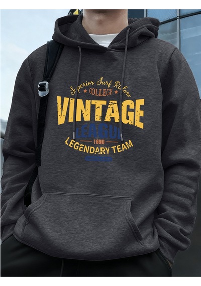 Startmore Startmorevintage Legue Efsanevi Takım Baskılar Erkekler Kapüşonlular Sonbahar Polar Sıcak Kazak Rahat Antrasit