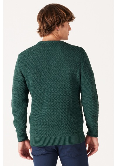 Wrangler Regular Fit Normal Kesim Bisiklet Yaka Yeşil Erkek Triko Kazak W232580300 Yeşil