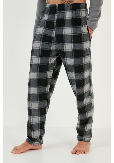 Buratti Ekose Regular Fit Bisiklet Yaka Kışlık Polar Erkek Pijama Takımı 609610013W4 Gri