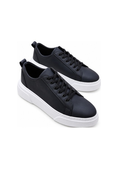 Yalçın Erkek Beyaz Bağcıklı Ortopedik Günlük Sneaker Spor Ayakkabı Kalın Taban Lacivert - 919472745 Lacivert