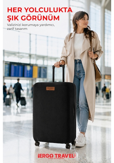 Viscofoam Valiz Bavul Koruma Kılıfı Kadife Kılıf - Siyah Ergo Travel