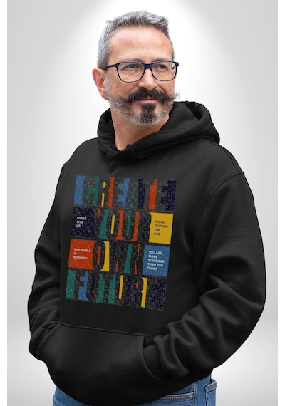 Geleçeği Seninle Planlayalım Kadın Erkek Siyah Kapüşonlu Sweatshirt Hoodie Siyah