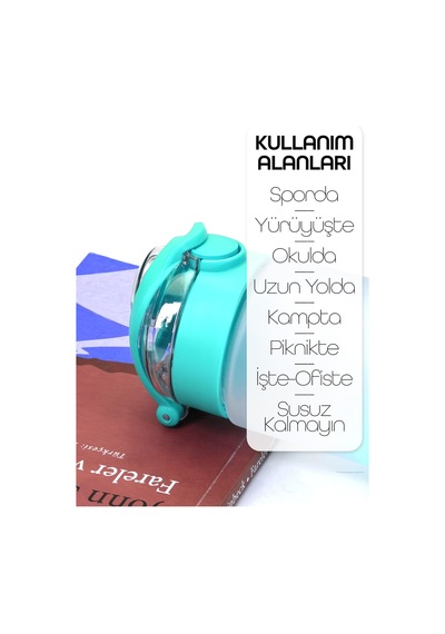 Su Matarası Tritan Geniş Ağız Su Şişesi Gradyan Spor Matarası Suluğu Bpasız 500 Ml Turkuaz 0109