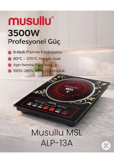 Musullu ALP-13A 3500 W Çelik Tabanlı İndiksiyon Ocak