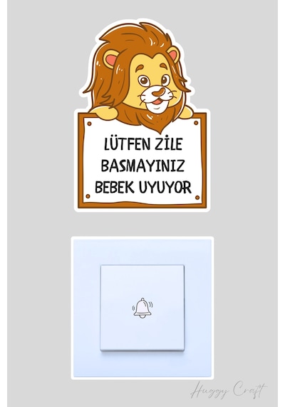 Bebek Uyuyor Aslan V2 Sticker Kapı Zili Etiketi
