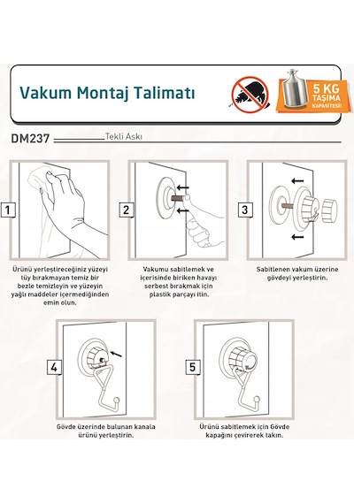 Teknotel Delme Vida Matkap Yok! Vakumlu Tekli Askı Altın Dm237 Altın