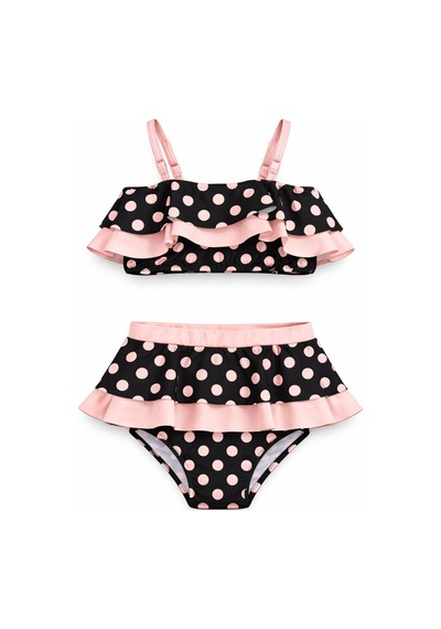 Beniizle Puan Desenli Kız Çocuk Bikini Takımı Siyah