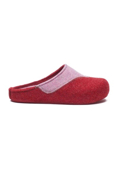 Comfortfusse Pinesh - Kadın Ortopedik Yün Keçe Sabo Ev Terliği Kırmızı-pembe Yün