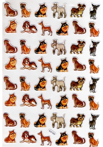 Sticker Kabartmalı A4 Boyutunda Stiker Defter, Planlayıcı Etiket- Lim523 - Sevimli Köpekler Çok Renkli