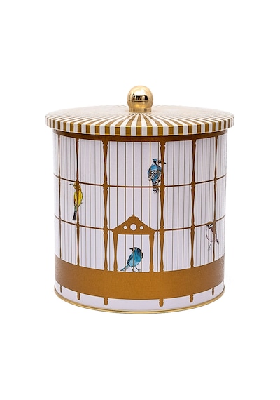 Bird Cage Desenli Topuz Kulplu Yuvarlak Metal Saklama Kabı 17.5 x 18 CM 4.1 L