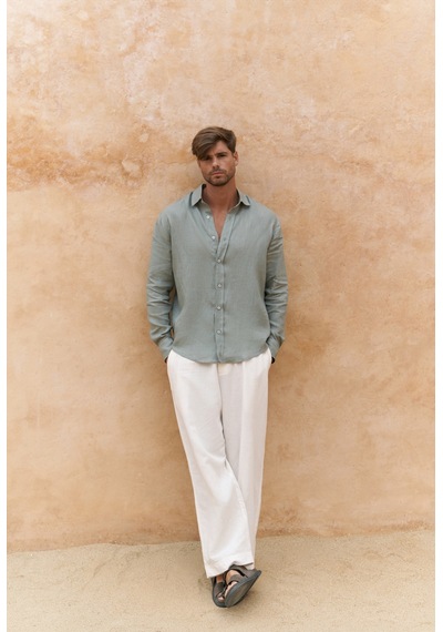 Mai Studios Co. Mai Collection Agnola Oversize Erkek Mint Keten Gömlek Mint