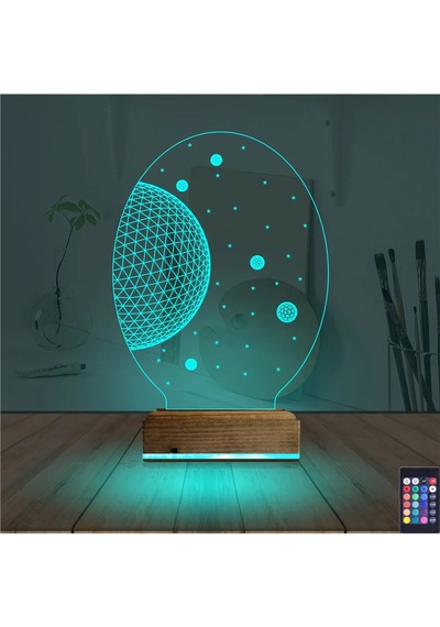 Luvivia Uzay Gezegen 3d Lamba - Masa Gece Lambası Şeffaf