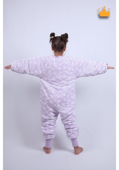 Babyhola 2.5 Tog Yorgan Gerektirmeyen Kalın Elyaf Dolgulu Çocuk Uyku Tulumu Pamuk Astarlı Unisex 6020 Mor