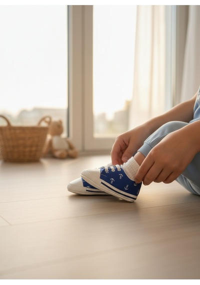 Balbeybi Bebek Deniz Çapalı Figürlü Spor Ayakkabı Kaydırmaz Taban İlk Adım Sneaker Ortopedik Hafif Günlük Mavi