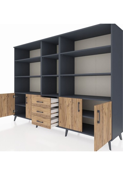 Hyperion Dolap 11 Raflı 3 Çekmeceli 4 Kapaklı 220x44x163 Antrasit-çam Atlas Çam - Antrasit Hyperion Dolap 11 Raflı 3 Çekmeceli 4 Kapaklı 220x44x163 Antrasit-çam Atlas Çam - Antrasit