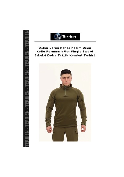 Terrien Delux Serisi Rahat Kesim Uzun Kollu Fermuarlı Üst Single Sword Erkek&kadın Taktik Kombat T-shirt Çok Renkli