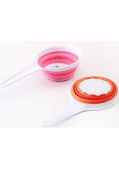 Saplı Silikon Katlanabilir Plastik Katlı Süzgeç Asorti Silikon Beyaz Diğer