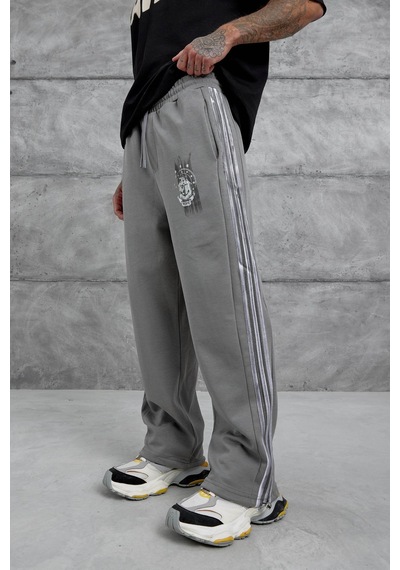 Hiccup Nomarc Çizgili Bol Geniş Paça Jogger Gri