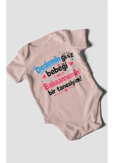 Morivokids Dedeye Ve Babaanneye Özel Kısa Kollu Bebek Body %100 Pamuk Zbn151-kk Pastel Pembe