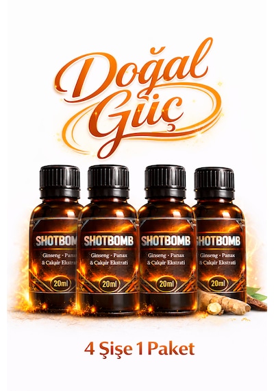 Shotbomb Ginseng Panax Çakşır Ekstratı Aktif Yaşam Takviyesi ''4x20ml''