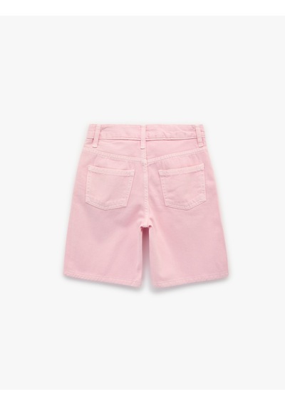 Koton Pamuklu Loose Fit Normal Bel Denim Şort Pembe 6skg40115ad Gül
