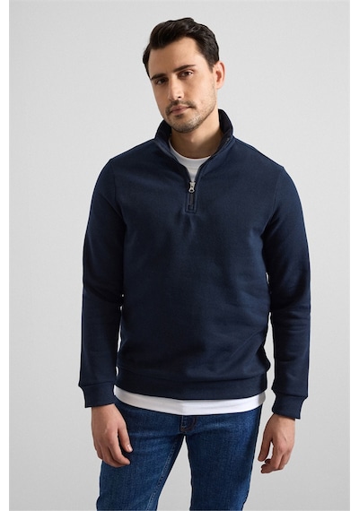 Süvari Lacivert Regular Düz Yarım Balıkçı Yaka Sweatshirt Ssw2013700001-m09 Lacivert