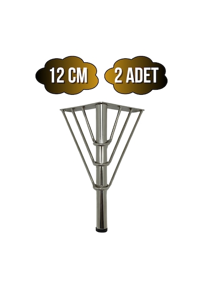 Metal Tel Boru Desenli Ayak Mobilya Masa Ve Dolap Ayağı Krom Metal 12cm 2 Adet