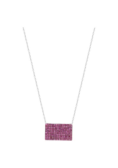 Pembe Taşlı Gümüş Mektup Kolye Rose Gold
