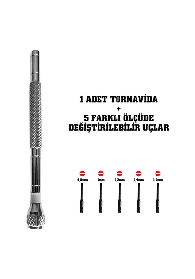 5 Uçlu Tornavida Seti Hassas Saat Gözlük Elektronik Tamiri Gri