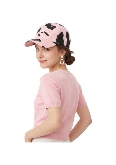 Valkyrie İnek Desenli Kadın Şapka Ayarlanabilir Baseball Cap Pembe Siyah Spor Günlük Unisex Pembe - Siyah
