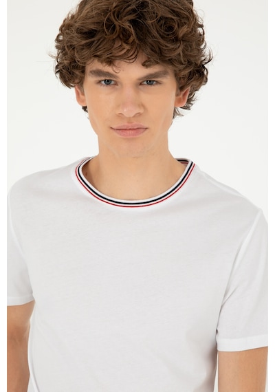U.S. Polo Assn. Erkek Regular Fit Bisiklet Yaka Beyaz Tişört 50294289-VR013