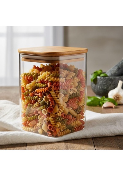 Deconox 900ml Sızdırmaz Vakumlu Bambu Kapaklı Borosilikat Cam Kavanoz Hava Geçirmez & Dayanıklı Gıda Saklama Kabı 10cm X 13cm Sku: Smg8690010235619 Açık Gri