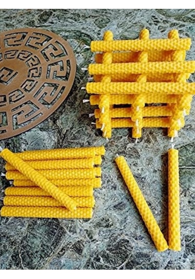 8 Adet 14cm Dilek Mumu Doğal Petek Balmumu Mum Beeswax Candle Bal Mumu Mum Diğer
