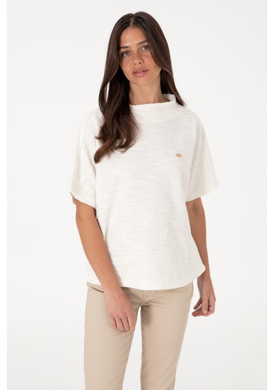 U.S. Polo Assn.  Kadın Ekru Dik Yaka Tişört 50305889-VR019