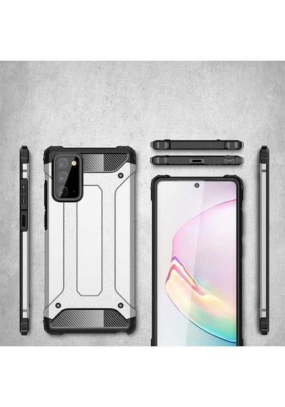 Ekılıf - Samsung Galaxy Note 20 Uyumlu Kılıf Çift Katman Zırh Tank Crash Military Kapak - Siyah