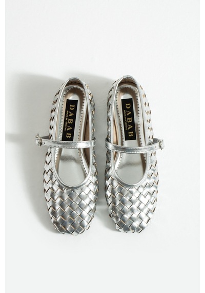 Dabab Shoes Elvıa Kadın Örgü Dokulu Bilekten Bantlı Tokalı Mary Jane Düz Ayakkabı Gümüş Babet Dabab Shoes Elvıa Kadın Örgü Dokulu Bilekten Bantlı Tokalı Mary Jane Düz Ayakkabı Gümüş Babet