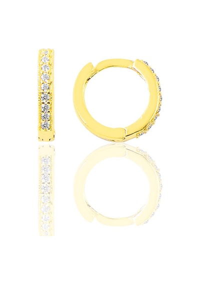 Söğütlü Silver Gümüş Altın Yaldızlı Zirkon Taşlı 11 Mm Halka Küpe Tragus Piercin