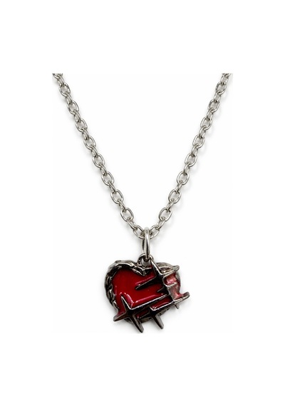 Gotik Kırmızı Kalp Dikenli Tel Figürlü Unisex Metal Kolye Çok renkli