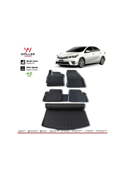 Toyota Corolla Uyumlu Paspas Bagaj Havuzu 2013 2018 Arası 3D Wöller