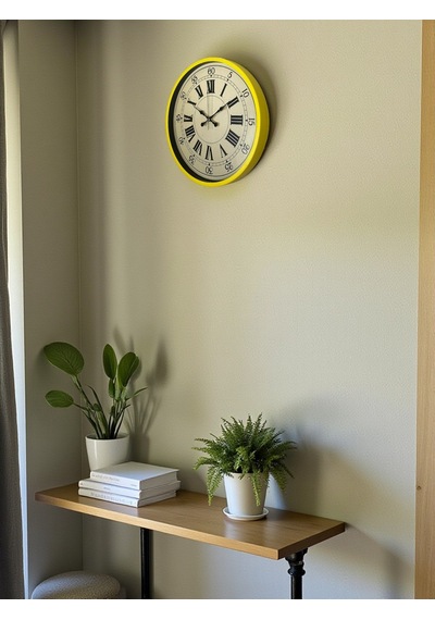 Zentime 36 Cm Sarı Dekoratif Duvar Saati çok Renkli