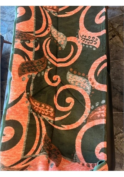 Ceritoğlu Battaniye - Iki Taraflı Çift Kişilik Desenli Ekstra Yumuşak Soğuk Geçirmez 22x180 Cm Turuncu