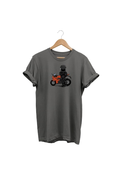Widi Motor Baskılı Gri T-shirt Antrasit